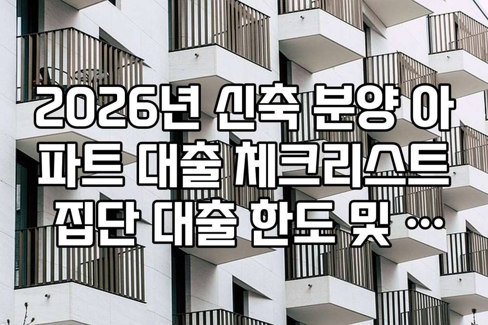 2026년 신축 분양 아파트 대출 체크리스트 집단 대출 한도 및 조건 확인