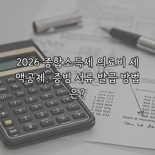 2026 종합소득세 의료비 세액공제, 증빙 서류 발급 방법은?