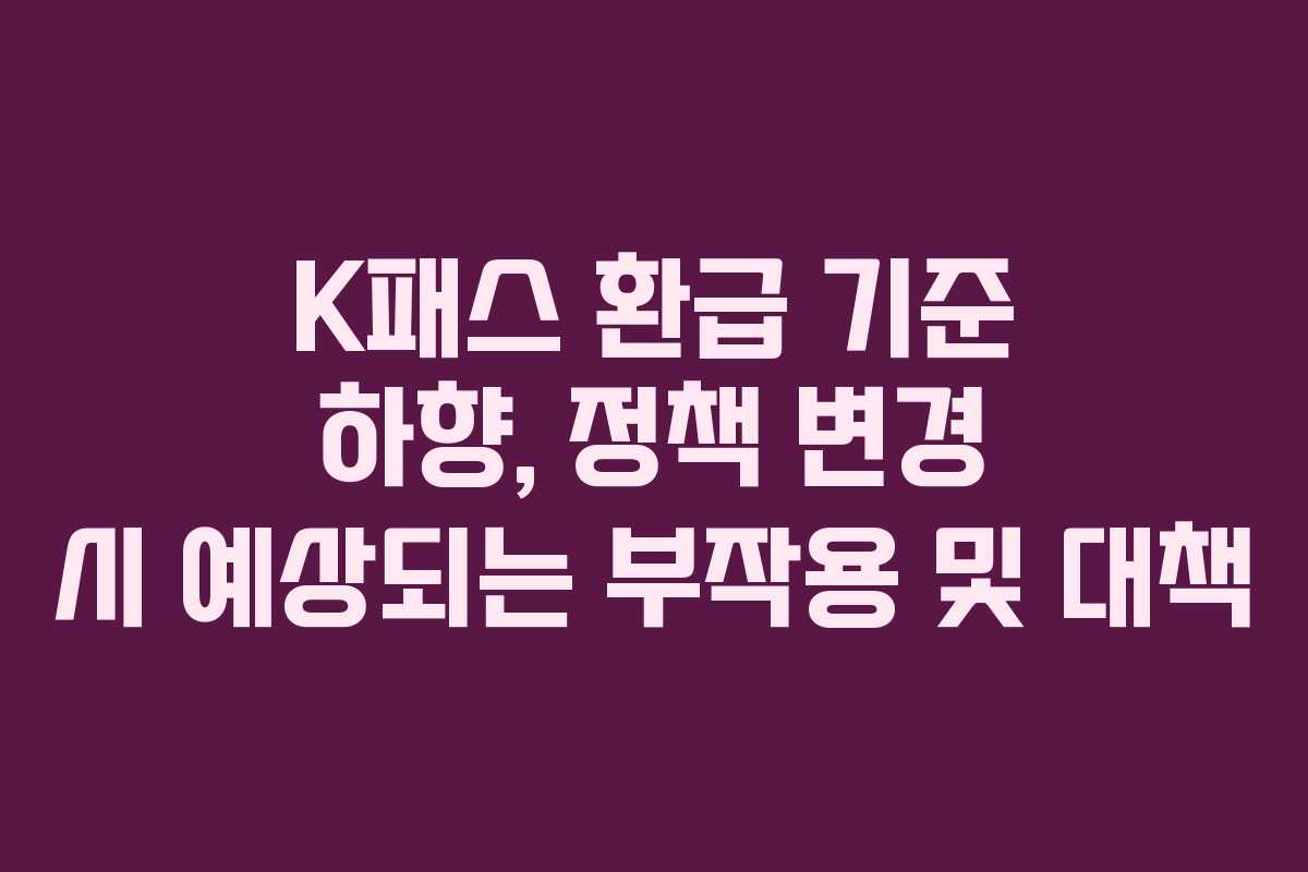 K패스 환급 기준 하향, 정책 변경 시 예상되는 부작용 및 대책