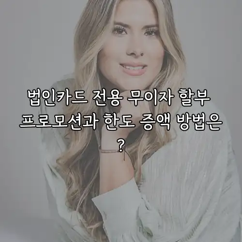 법인카드 전용 무이자 할부 프로모션과 한도 증액 방법은?
