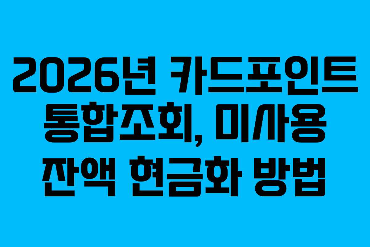 2026년-카드포인트-통합조회,-미사용-잔액-현금화-방법